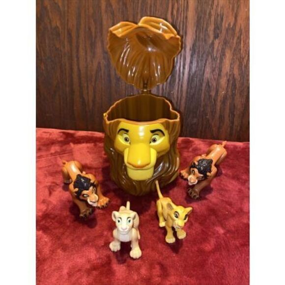 Vintage Lion King Lot 4 pcs Toy Figures PVC Cake Topper Disney & Lion Head Cup - Picture 2 of 5